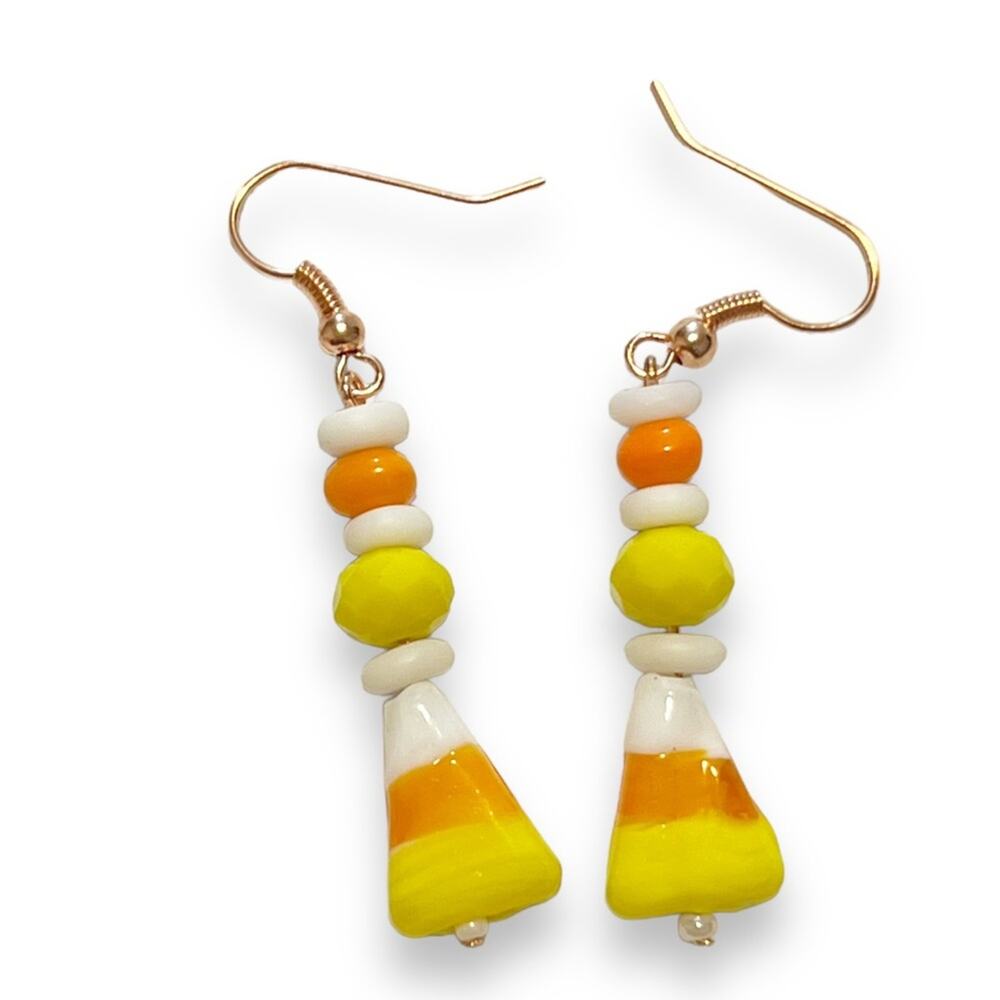 Handmade Glass Candy Corn Earrings